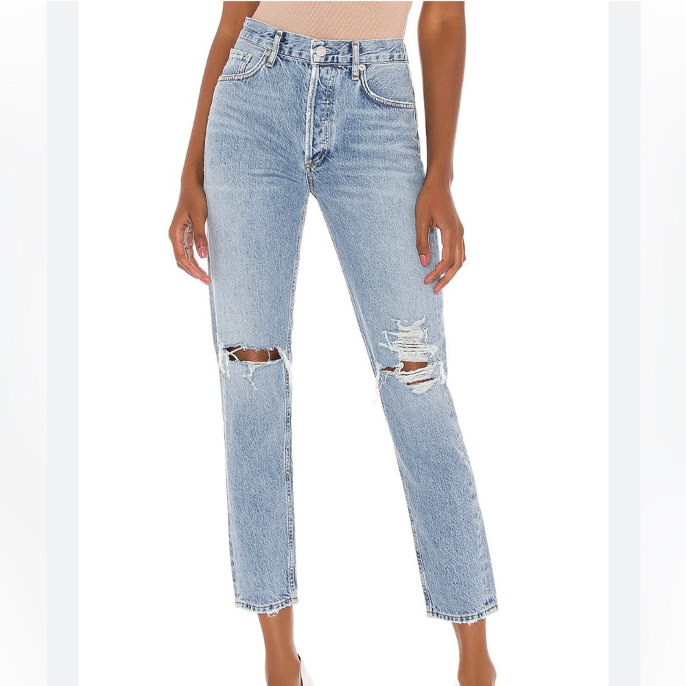 Agolde Jamie High Rise Classic Crop Jeans in Resolution Light Wash Size 25